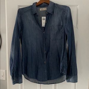 NWT Hollister Denim Long Sleeve Blouse M